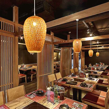 Çin Tarzı Bambu Asılı Lamba Yüksek Kaliteli El Yapımı Rattan Oturma Odası yemek odası restoran aydınlatması Mobilya Süslemeleri