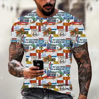 Hip Hop erkek tişört 3d Araba Baskı Kısa Kollu Tee Yaz Rahat Moda sıfır yaka bluzlar Erkek T Shirt Erkekler İçin Büyük Boy Giyim