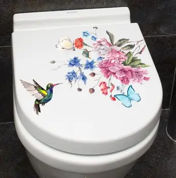 Banyo Çıkartmaları Duvarlar için Kabuğu Ve Çiçek Tuvalet Sticker Kuş Karikatür Tuvalet Dekoratif Sticker Altıgen Aynalar Duvar Küçük