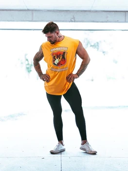 2023 Yeni Vücut Geliştirme Fitness T Shirt Erkek Spor Eğlence Yaz Kolsuz Tees Spor Koşu eğitim yeleği Üstleri Erkek Giyim