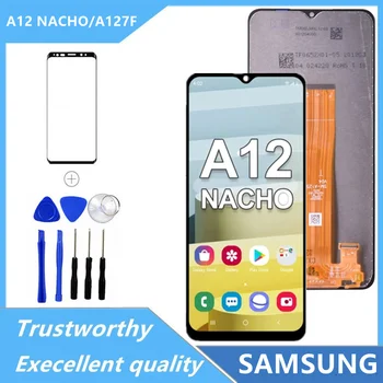 6.5 ' Yeni Orijinal Samsung Galaxy A12 Nacho LCD A127F A127M A127U LCD ekran dokunmatik ekranlı sayısallaştırıcı grup Samsung A127 LCD