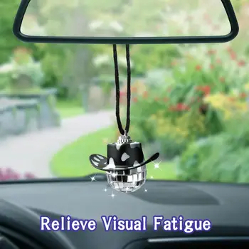 Araba Kolye Araba Süslemeleri Köpüklü Pembe İnek Baskı Disko Topu Araba Ayna Süsleme Uzun Kordon ile Şık Araba Dikiz