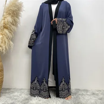 Moda Sıcak Patlamalar Dantel Işlemeli Elbiseler Müslüman Rahat Hırka uzun elbise abayas kadınlar ıçin dubai kaftan marocain