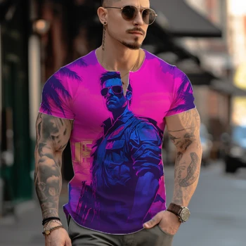 Açık günlük t-shirt 3d baskılı tişört erkek moda tişört Sokak Hip Hop kısa kollu tişört Yaz Temel Düğme T-shirt