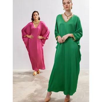 Suudi Arabistan Giyim Müslüman Elbise Abaya Elbise Kaftan Dubai Baju Kelawar Baju Kaftan Kadın Giyim