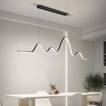 2023 LED Kolye Lamba Yemek Odası İçin Mutfak Bar Yatak Odası Siyah Tasarım Modern Basit Tarzı Eğrisi Tasarım Tavan Avize ışığı