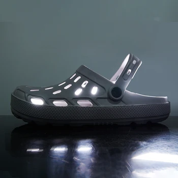 Yaz Erkek Sandalet Platformu Takunya plaj terlikleri erkek ayakkabısı Nefes Hollow Out Bahçe Terlik Siyah su ayakkabısı Artı Boyutu
