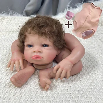 19 inç Yeniden Doğmuş Bebek Kiti Lanny Köklü Saç DIY Bebek Parçaları Vücut ve Gözler Gerçekçi 3D Boyama Cilt Görünür Damarlar