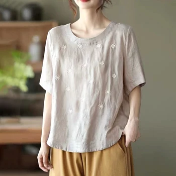 Kısa Kollu Yuvarlak Boyun Sadelik Gevşek Kazaklar Düz Kore Katı T-Shirt Rahat Moda Rahat kadın Giyim