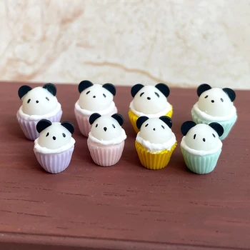 1 Adet 1: 12 Evcilik Minyatür Kek Panda Cupcakes Süs Macaron Renk Gıda Modeli Oturma Sahne Dekor Bebek Evi Aksesuarları
