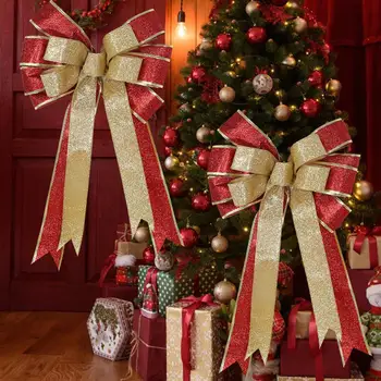 1 adet 41x24cm Çelenk Yaylar Çok Katmanlı Hediye Yay Noel Ön Kapı Çelenk iç mekan dış mekan duvar dekorasyonu