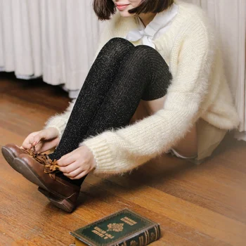Gümüş İpek Diz Çorap 2017 Sonbahar ve Kış Uzun Parlak Yüksek Japon Koleji Pamuk kadın Çorap Üreticisi 3014