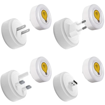 Akıllı fiş duvar lambası üç seviye parlaklık ayarlanabilir ses kontrollü yatak Odası gece Lambası ABD / AB / İNGİLTERE / USB kapalı gece ışıkları