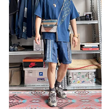 Yüksek Sokak Vintage Patchwork Kot şort rahat pantolon Nefes Sweatpants Y2k Streetwear Traf erkek giyim En Kaliteli