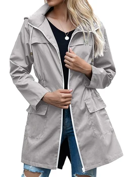 Kadın Su Geçirmez yağmur kapüşonlu ceket Hafif Rüzgarlık Ceket Açık Siper Packable Yağmurluk
