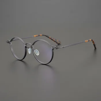 Yuvarlak miyopi okuma kadınlar kişiselleştirilmiş gözlük moda gözlük çerçevesi erkekler en kaliteli asetat titanyum marka optik gözlük