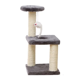 1 ADET Pet Kediler Ağacı Oyuncak Kınamak Kediler Tırmanma Kulesi Çok Katmanlı Hamak İle Kediler Evi Tırmalama katı ahşap Sonrası Gri Kediler İçin