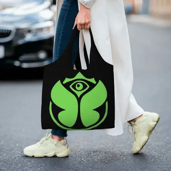 Kawaii Baskı Yeşil Tomorrowlands alışveriş çantası Taşınabilir Tuval Omuz alışveriş çantaları Çanta