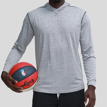 Açık Koşu Spor Tren Esneklik Uzun Kollu Cilt Sıkı Özel Logo basketbol üniforması Çabuk Kuruyan Kapşonlu Elbise Üst