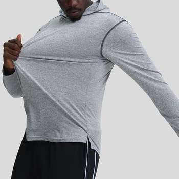 Açık Koşu Spor Tren Esneklik Uzun Kollu Cilt Sıkı Özel Logo basketbol üniforması Çabuk Kuruyan Kapşonlu Elbise Üst