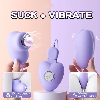 2 İN 1 Vibratör Klitoral Emme Stimülatörü Titreşimli Yumurta Silikon Su Geçirmez Vibratör Kadın Seks Oyuncak G Noktası Yetişkin Ürünleri