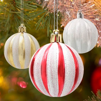 6 adet / kutu Boyalı Elektroliz 6CM Yılbaşı Topu Kolye Yeni Yıl 2024 Yılbaşı ağaç dekor Aksesuarları Navidad Ev Dekorasyon
