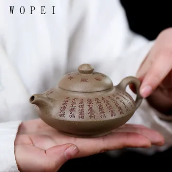 110 ml Çin Yixing Mor Kil Demlik usta el oyması kalp sutra çayı Pot Ham Cevher Duan çamur el yapımı su ısıtıcısı Zisha çay seti