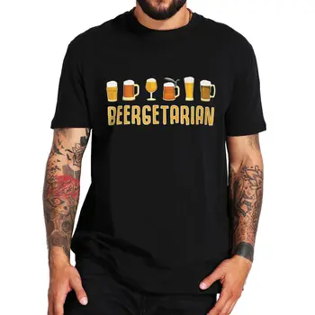 Beergetarian T-shirt Komik Bira Bahçesi İçecek Hediye İçme Severler Tee Üstleri Yaz Rahat %100 % Pamuk Unisex Büyük Boy T Shirt