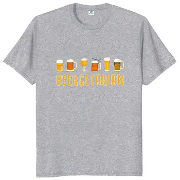 Beergetarian T-shirt Komik Bira Bahçesi İçecek Hediye İçme Severler Tee Üstleri Yaz Rahat %100 % Pamuk Unisex Büyük Boy T Shirt