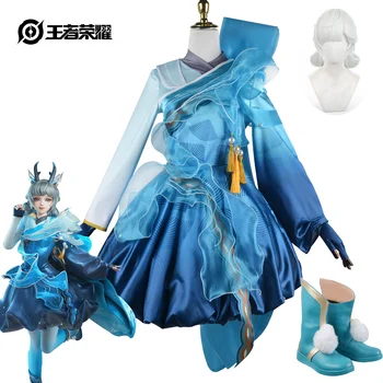 Onur Krallar Yao Cosplay Kostüm Yao Elbise Giyim Dağ Deniz Jingyao Bibo Cosplay Lolita Kız Giyim Mavi Elbise