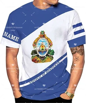 2023 Erkek Honduras T-shirt Yaz Honduras Bayrağı Rahat Yuvarlak Boyun erkek Üst T-shirt Büyük Boy Özel İsim erkek ve kadın Üst