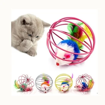 Komik Kafesli Fare Pet Oyuncak fare topu Kedi Köpek Pet Yenilik Oyuncak Pet Malzemeleri İnteraktif Kedi Oyuncak Fare Toy1PC