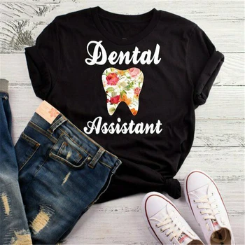 Diş Yardımcısı T-Shirt, Diş Kadro, Diş Hekimi Gömlek, Diş Hekimi Hediye, Diş Hygi Unisex Erkek Kadın Tee Gömlek