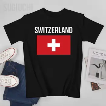 Unisex Erkekler İsviçre İsviçre Bayrağı Miras Tshirt Tees O-Boyun T Shirt Kadın Erkek %100 % pamuklu tişört