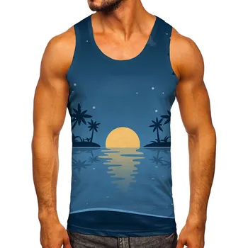 Erkek Hawaiian Baskı Tank Top Plaj Tank Top T-Shirt Rahat Rahat Kolsuz kadın atlet Üst Erkekler Kolsuz Gömlek Y2k мазка