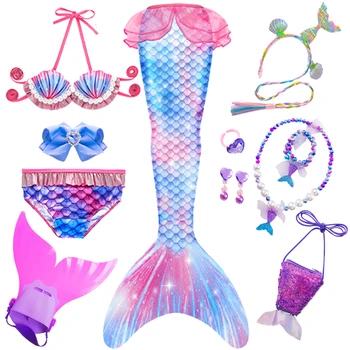 Çocuk Kız Denizkızı Kuyrukları Kostüm Çocuk Mermaid Yüzme Elbiseler Mermaid Plaj Bikini Mayo Doğum Günü Yeni Yıl Hediyeleri