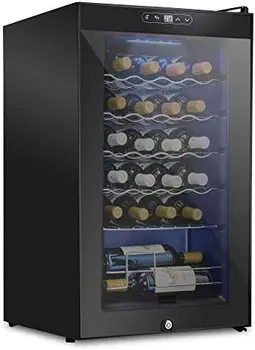 24 Şişe Kompresör Şarap Soğutucu Buzdolabı w/Kilit-Kırmızı, Beyaz, Şampanya veya Köpüklü Şarap için Büyük Bağımsız Şarap Mahzeni