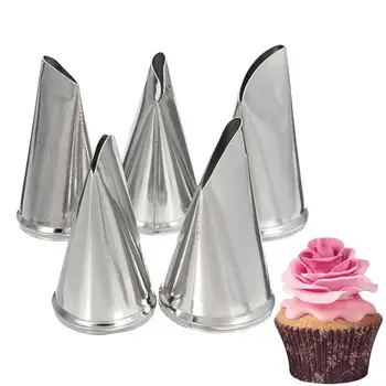 5 adet Metal Kek Krem Dekorasyon Uçları Seti Pasta Araçları Paslanmaz Çelik Boru Buzlanma Memesi Kek Kafa Tatlı Dekoratörler