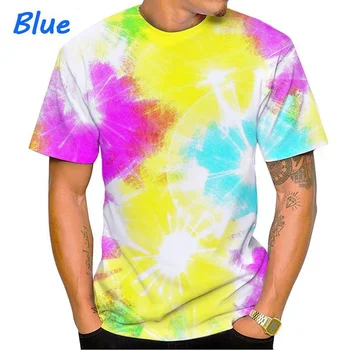 2023 Sprey boyalı Batik 3d baskılı tişört Moda Rahat Komik Renkli Baş Döndürücü Hipnotik Çift Kısa kollu Üstler