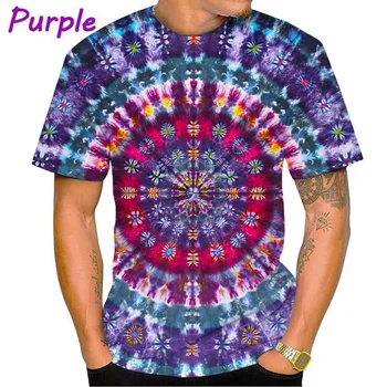 2023 Sprey boyalı Batik 3d baskılı tişört Moda Rahat Komik Renkli Baş Döndürücü Hipnotik Çift Kısa kollu Üstler