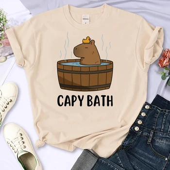 Capybara t-shirt kadın yaz tasarımcı bluzu kadın anime harajuku giyim