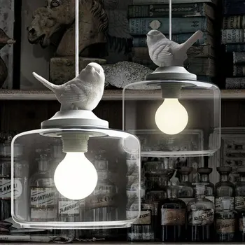 Yaratıcı cam kuş kolye ışıkları beyaz kuş küçük sarkıt aydınlatma yemek odası için restoranlar Bar Cafe Shop Ev Dekor