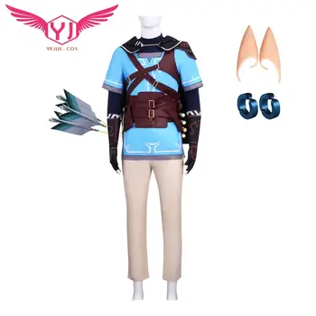 Anime Zelda Bağlantı Cosplay Kostüm Tam Set Efsanesi Ceket Üst Pantolon 24 adet / takım Aksesuarları Erkek Giysileri Cadılar Bayramı Disguise
