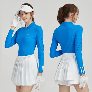BG Golf Giyim kadın Üst Uzun Kollu Tişört Sonbahar İnce Spor Forması Bayanlar Yarım Etek Pilili Skort Kadın Golf Takım Elbise