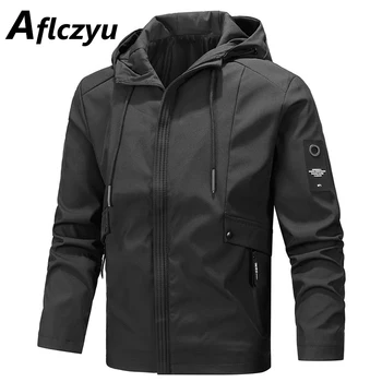 Erkek Rüzgarlık Ceket Bahar Sonbahar Kapüşonlu Ceketler Mont Erkek Moda Rahat Giyim Siyah Kamp Ceket Ceket