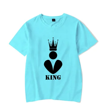 Aydınlık Kral Kraliçe T Shirt Çift Tshirt Eşi Koca Yaz Üstleri Kadın Y2k Streetwear Erkekler Büyük Boy T Shirt Çiftler Parlayan