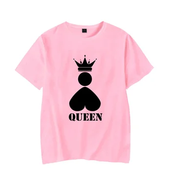 Aydınlık Kral Kraliçe T Shirt Çift Tshirt Eşi Koca Yaz Üstleri Kadın Y2k Streetwear Erkekler Büyük Boy T Shirt Çiftler Parlayan