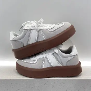 Şık Retro Kalın tabanlı ayakkabılar Ins Niş Erkekler ve Kadınlar Çiftler Örgü Nefes Tüm Maç Sneakers Kapalı beyaz Ayakkabı Kadın Ayakkabı