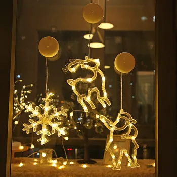 Noel led lamba Kar Tanesi Santa Geyik Asılı Enayi Lamba Pencere Süsleri Dekorasyon Ev Navidad 2024 Yeni Yıl Dekor