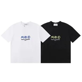 Margiela unisex tarzı T-shirt 2023 yeni mm6 dijital nakış gevşek rahat kısa kollu erkek ve kadın çiftler aynı üst